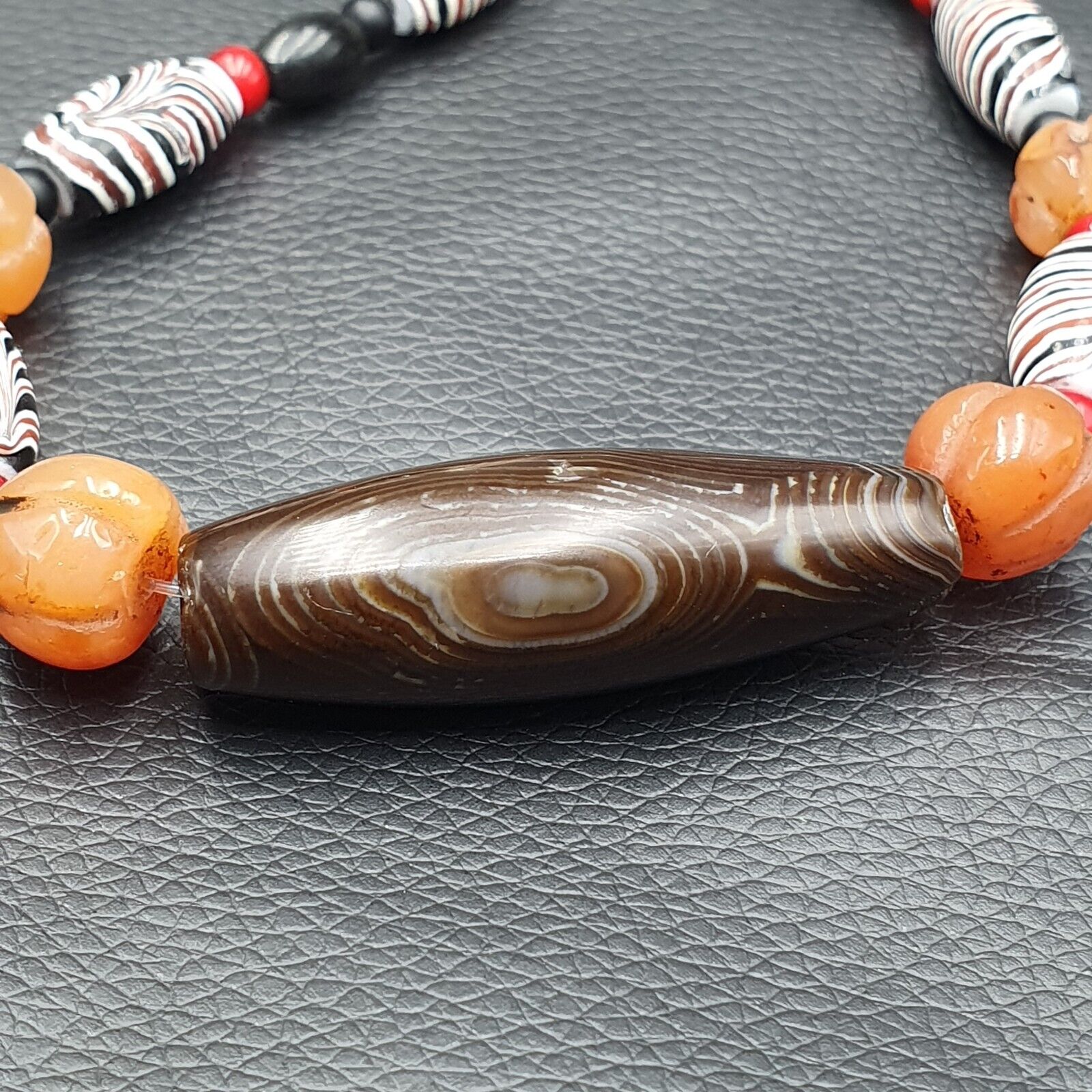 Indo Tibetan Himalayan Agate and Glass beads necklace YMN3