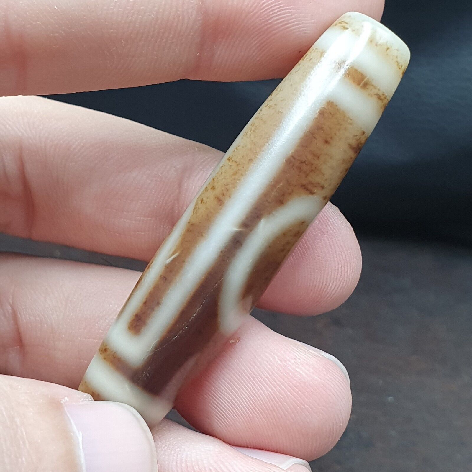 Vintage Old Indo Tibetan Agate Stone pure 1Eye Rare Pattern