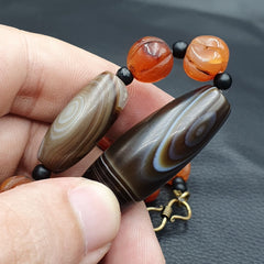 Vintage Carnelian beads Indo Tibetan Himalayan Agate necklace YMN2