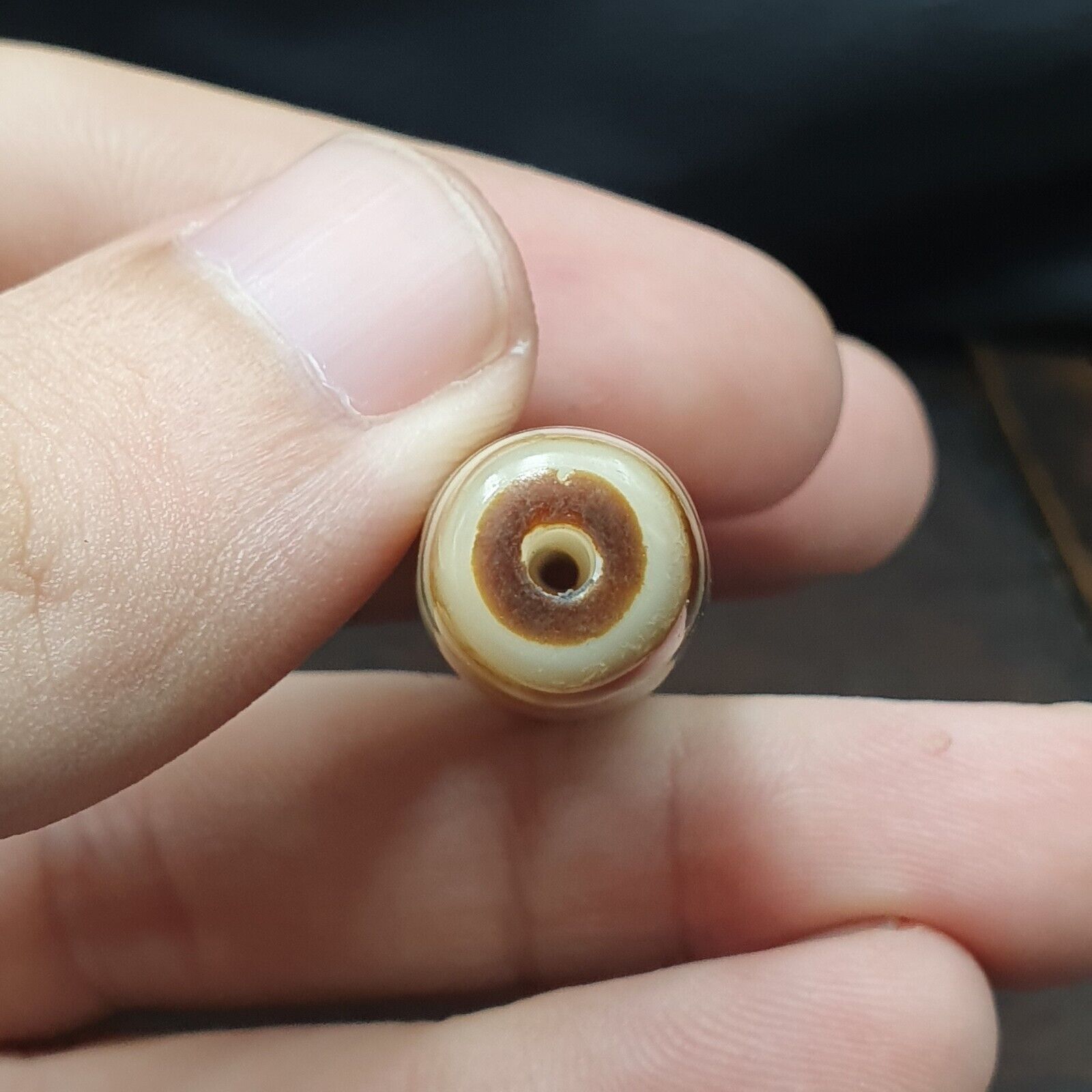 Vintage Old Indo Tibetan Agate Stone pure 1Eye Rare Pattern