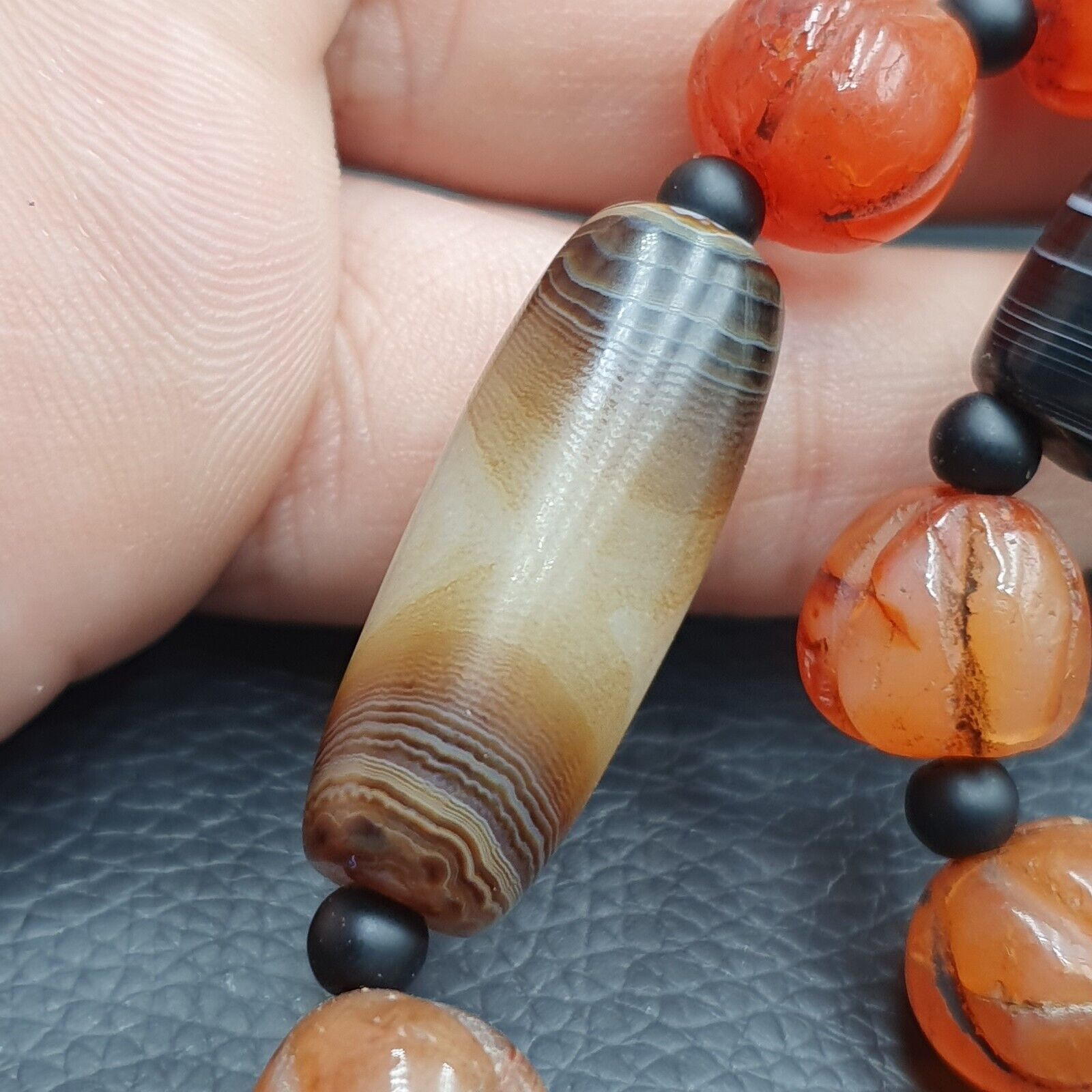 Vintage Carnelian beads Indo Tibetan Himalayan Agate necklace YMN2