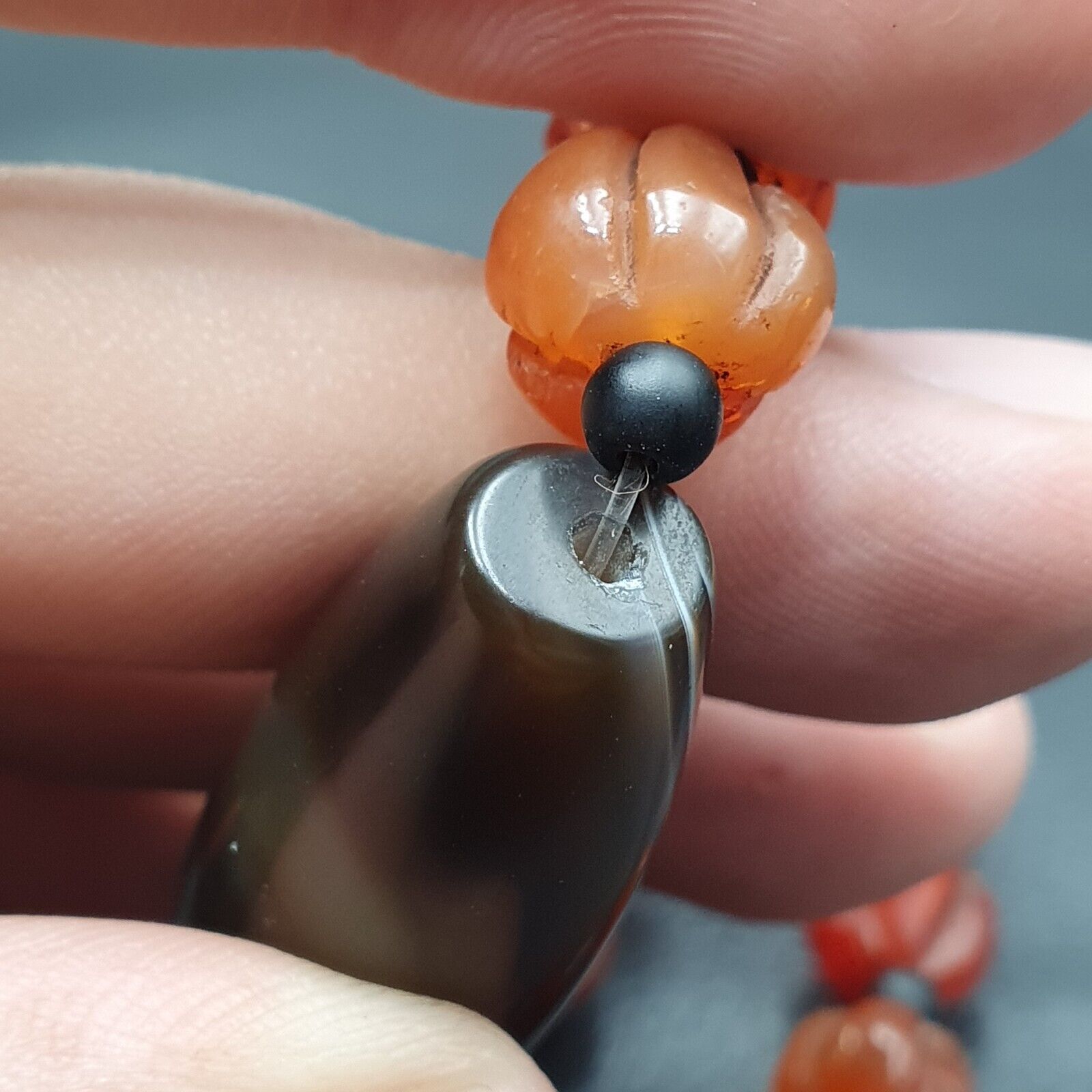 Vintage Carnelian beads Indo Tibetan Himalayan Agate necklace YMN2