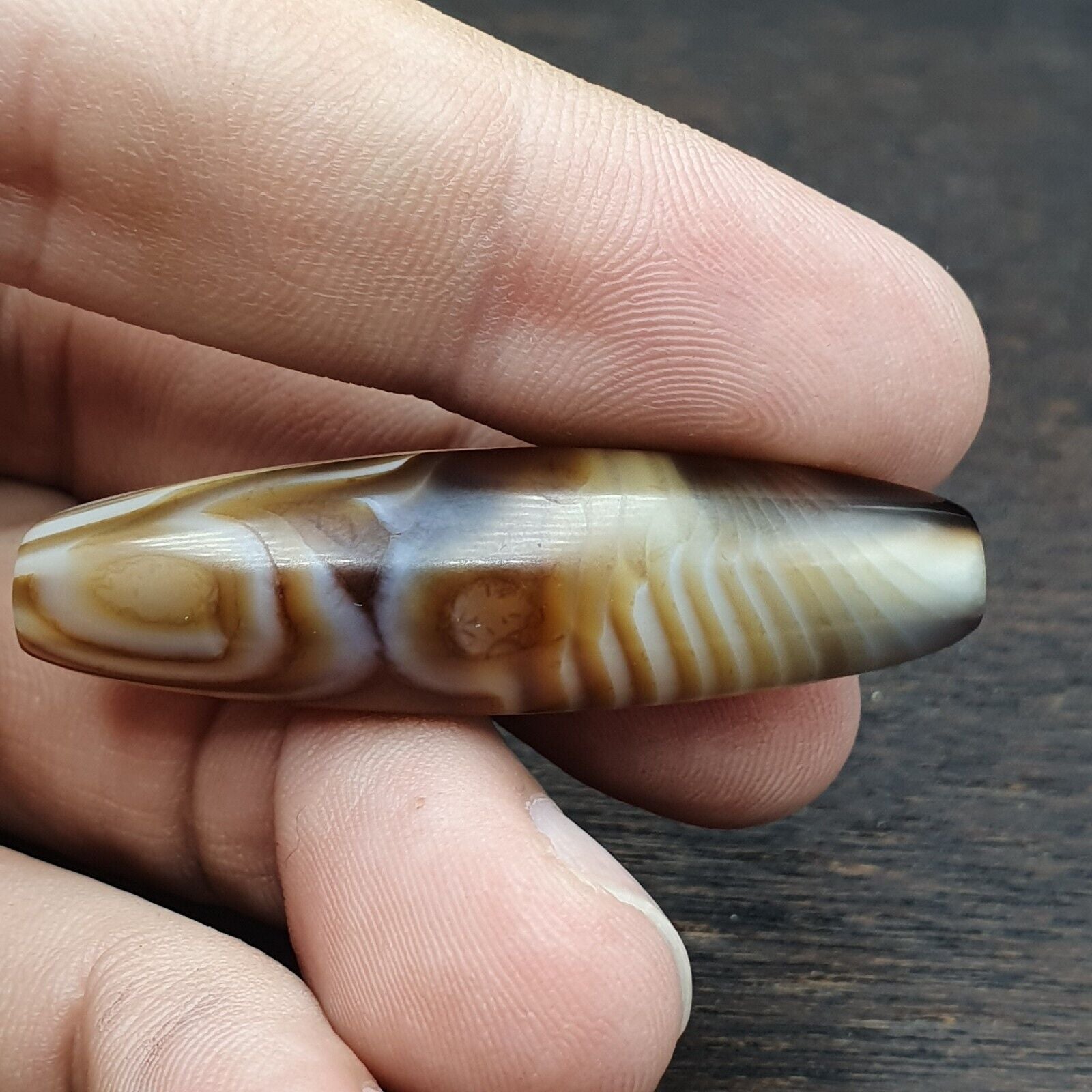 Antique Yemeni Collectible Agate Bead With Nature's Signature Banded Agate -44