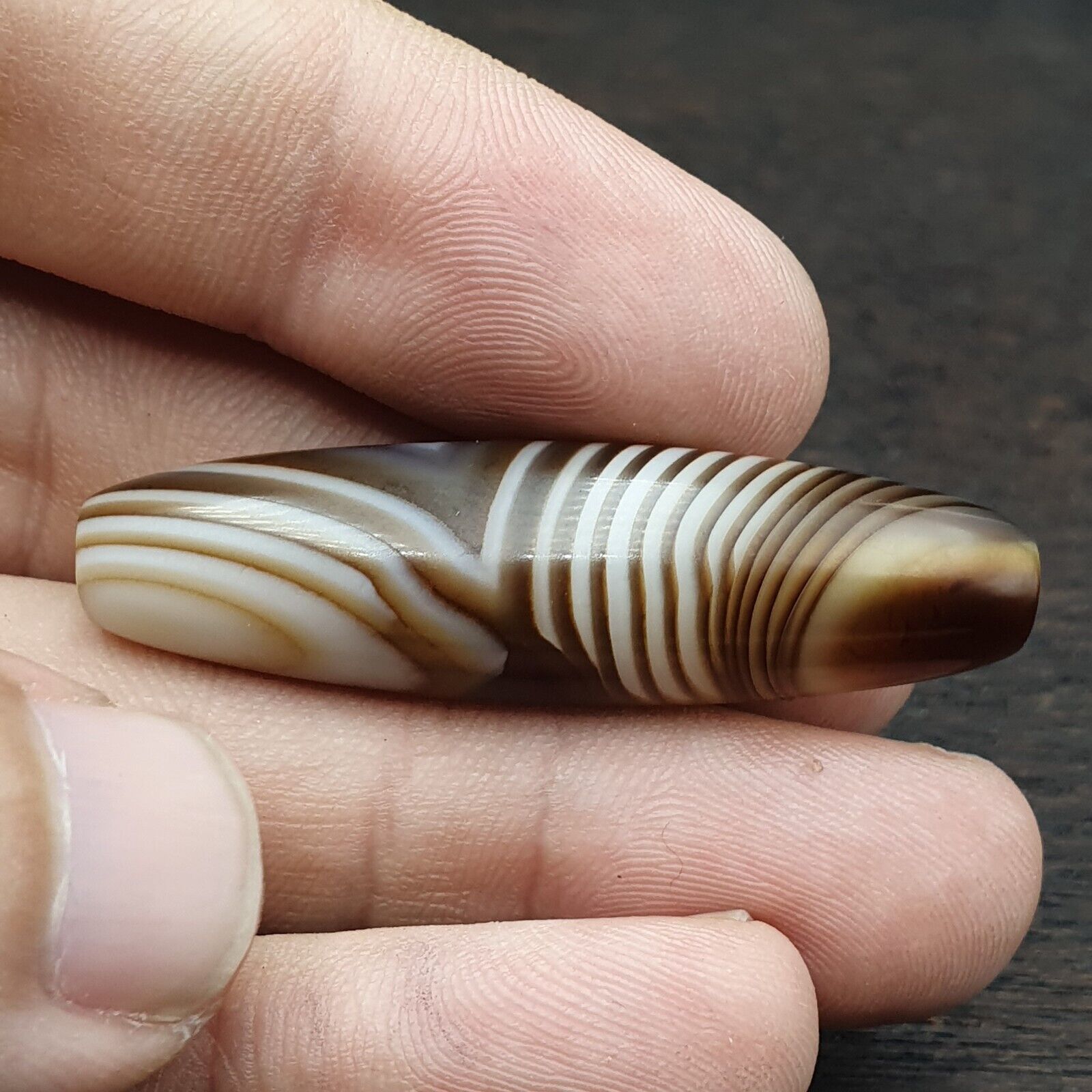 Antique Yemeni Collectible Agate Bead With Nature's Signature Banded Agate -44