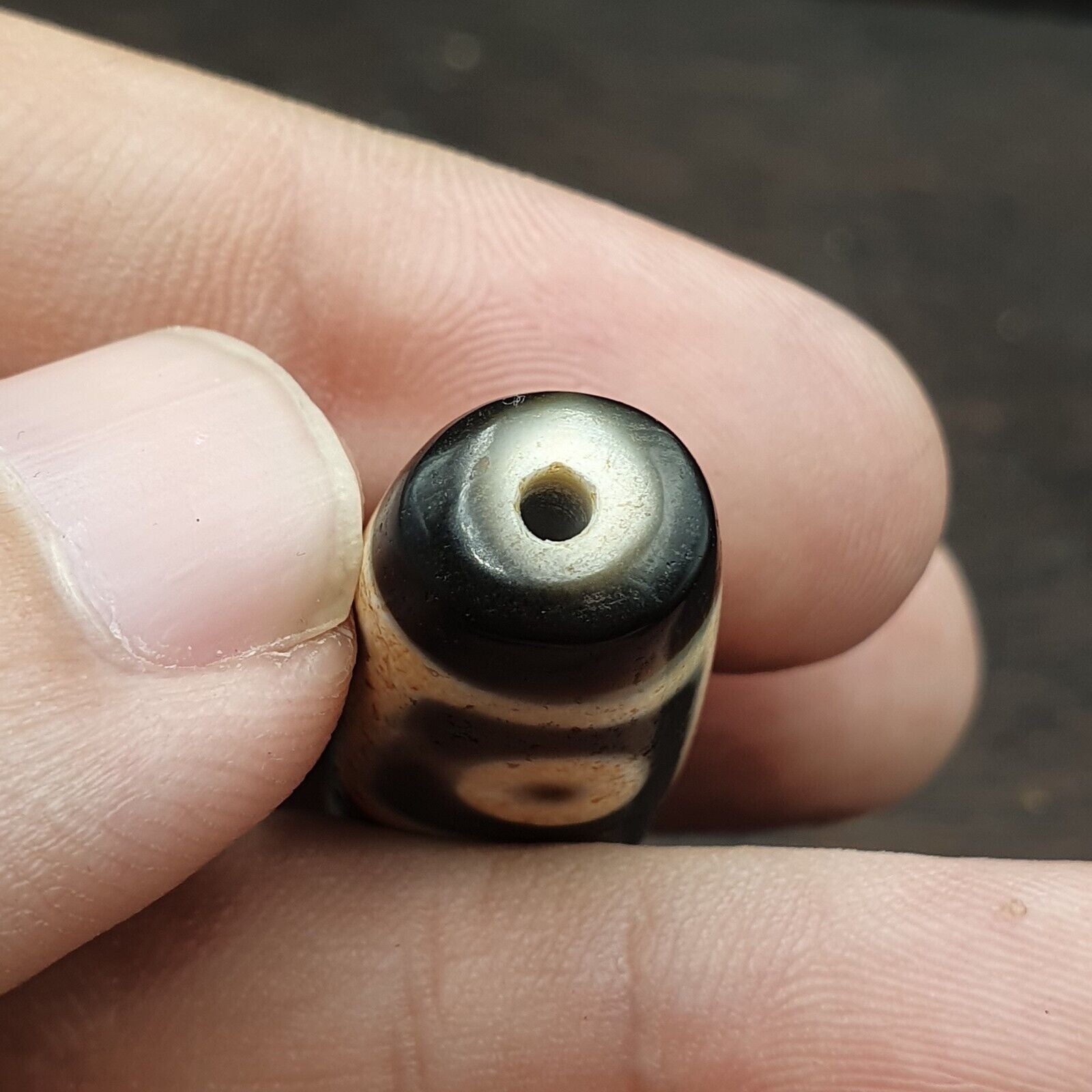 6 Eyes Tibetan dzi bead old amulet Antique Agate Tibet gzi pendant #TB41