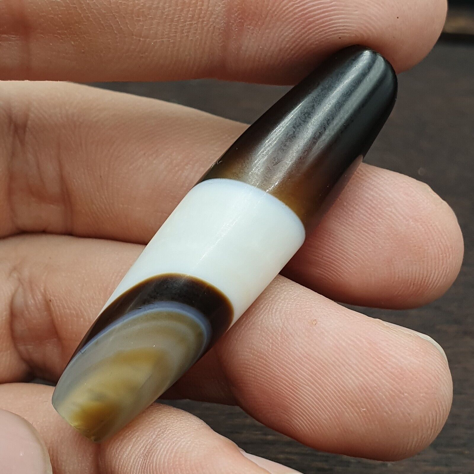 Antique Yemeni Collectible Agate Bead Natural Pattern Banded Agate -48
