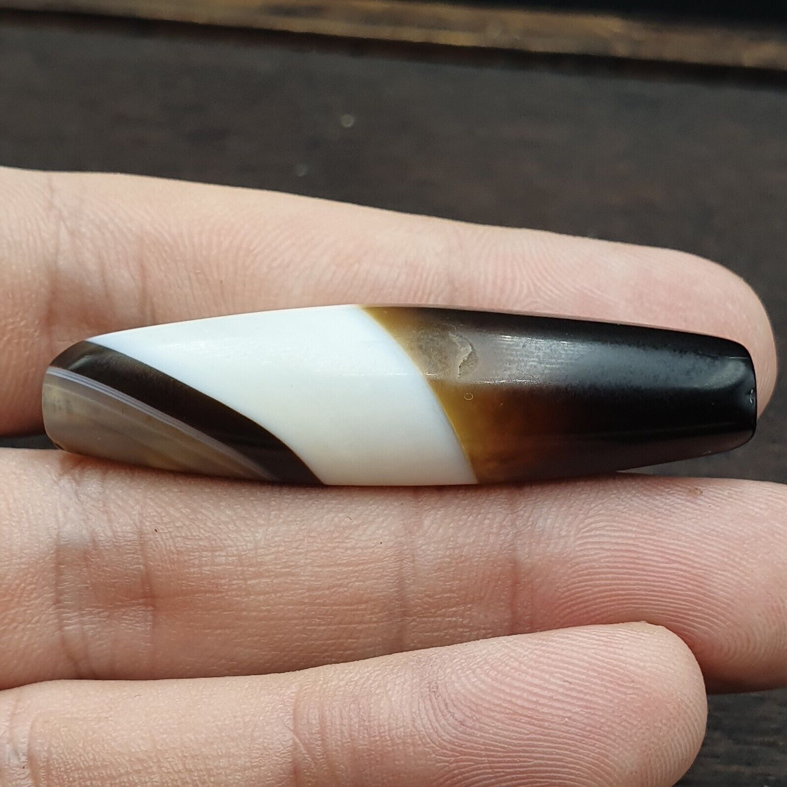 Antique Yemeni Collectible Agate Bead Natural Pattern Banded Agate -48