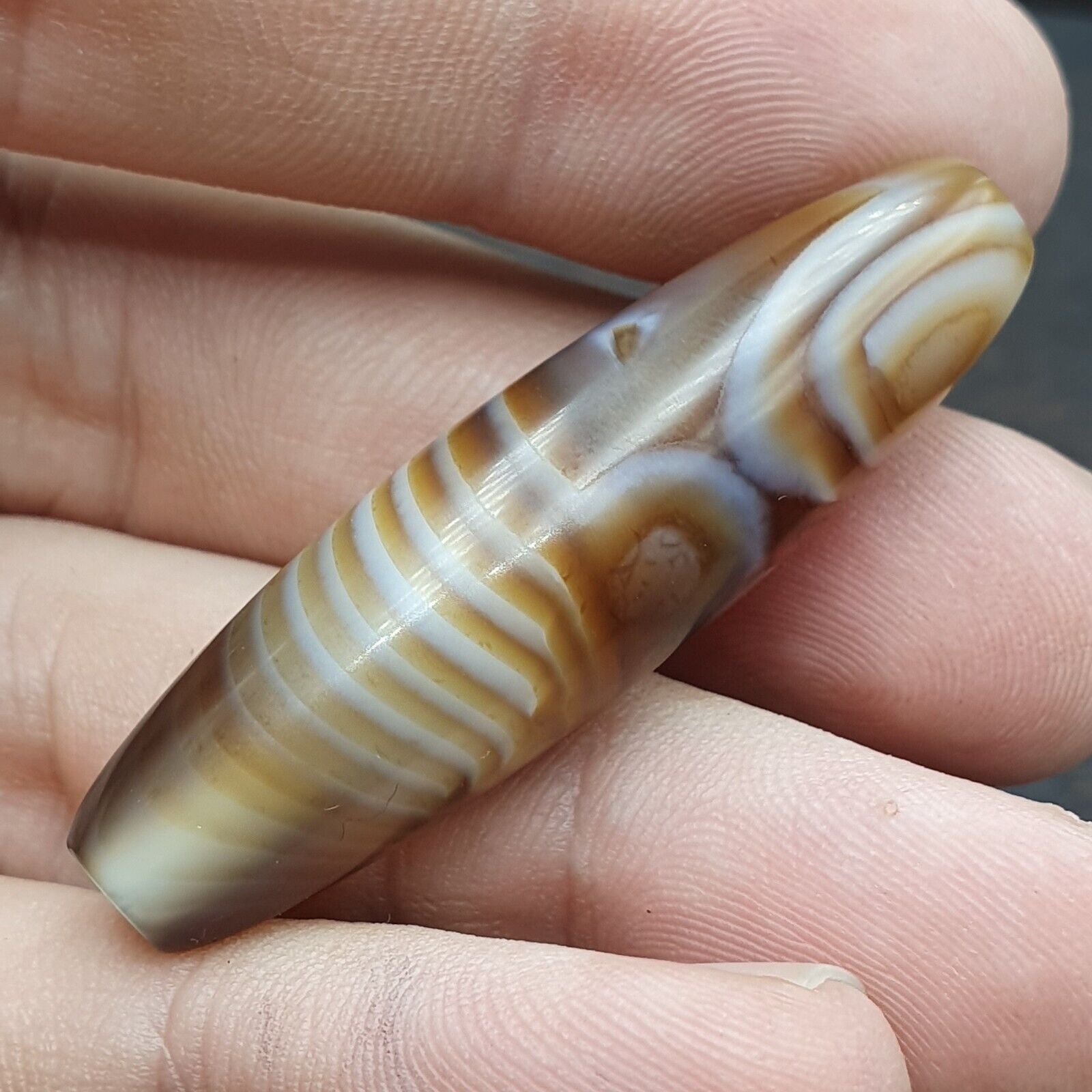 Antique Yemeni Collectible Agate Bead With Nature's Signature Banded Agate -44