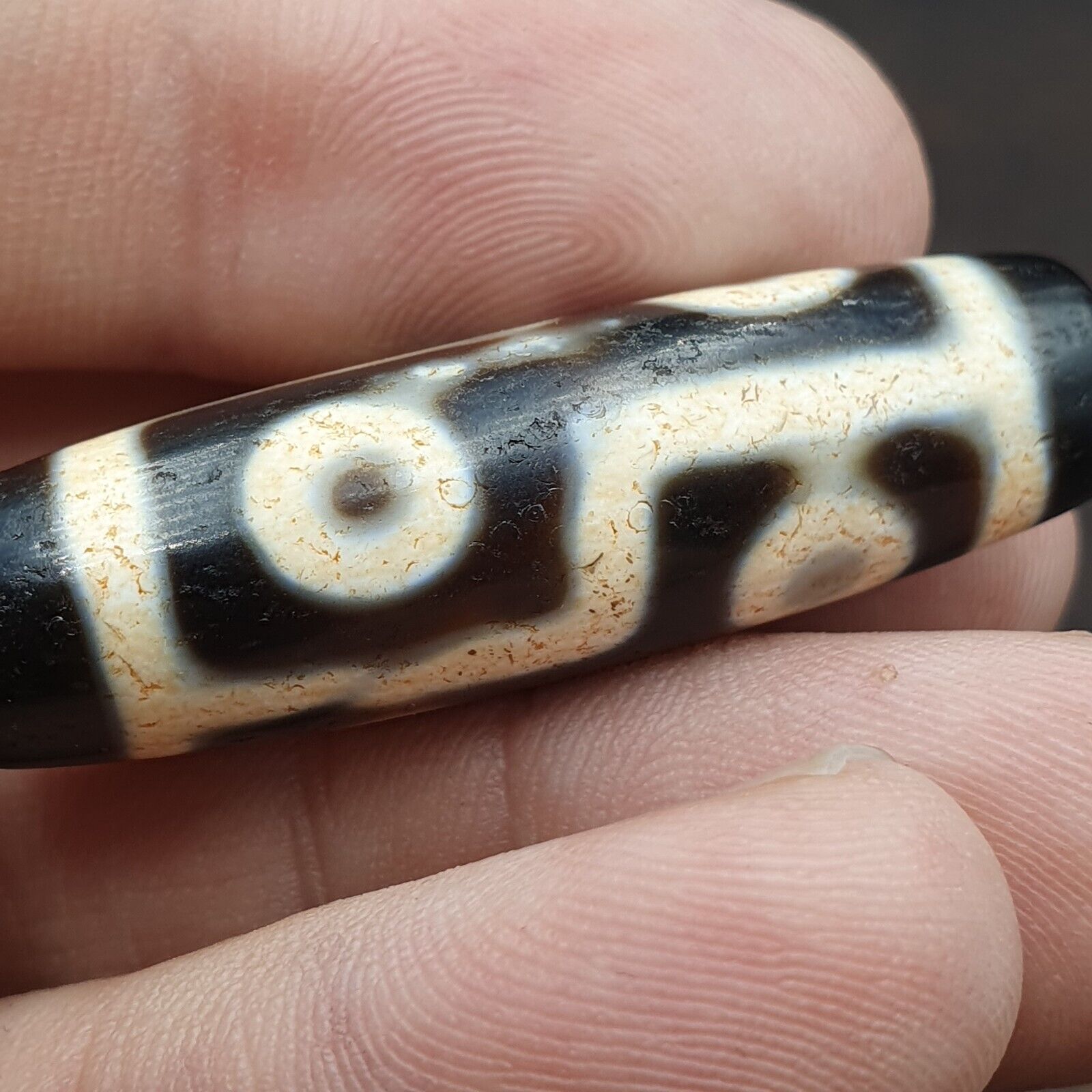 6 Eyes Tibetan dzi bead old amulet Antique Agate Tibet gzi pendant #TB41