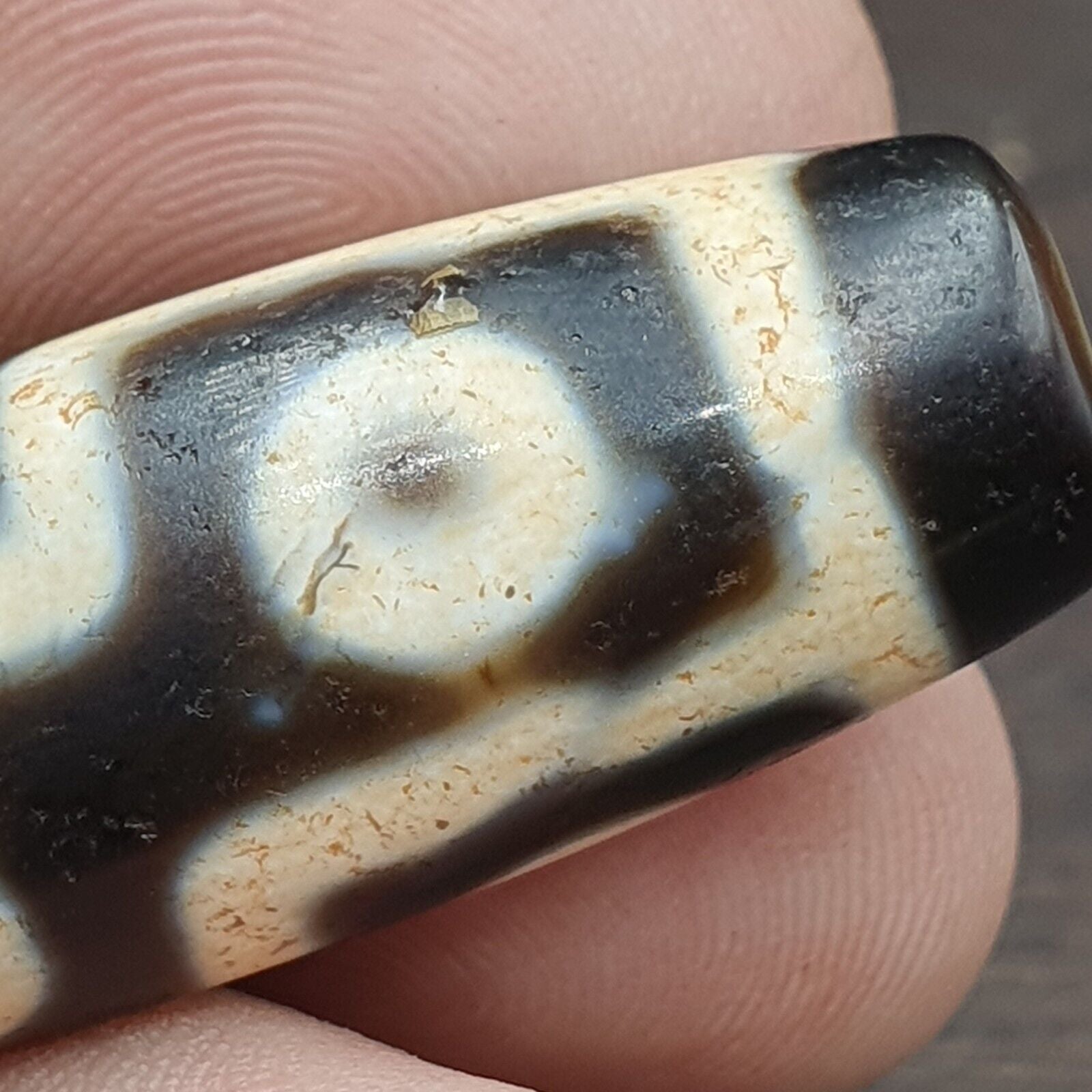 6 Eyes Tibetan dzi bead old amulet Antique Agate Tibet gzi pendant #TB41