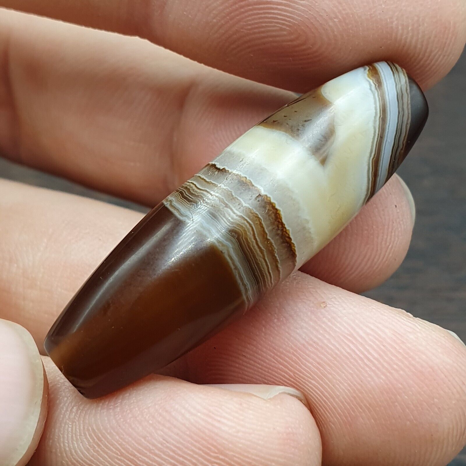 Antique Yemeni Collectible Agate Bead With Nature's Signature Banded Agate -43