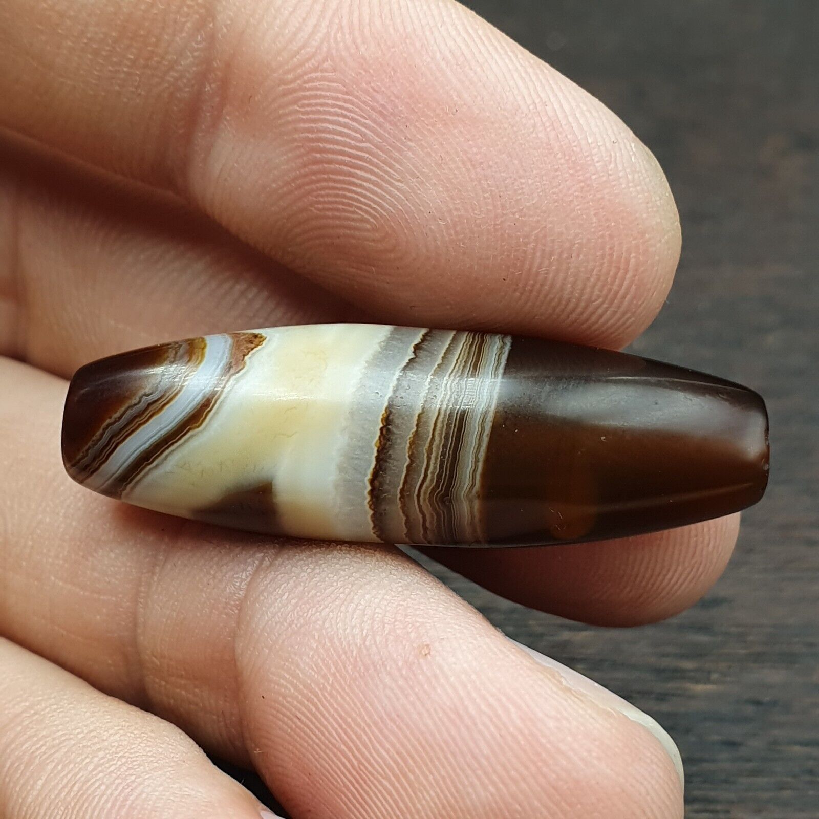 Antique Yemeni Collectible Agate Bead With Nature's Signature Banded Agate -43