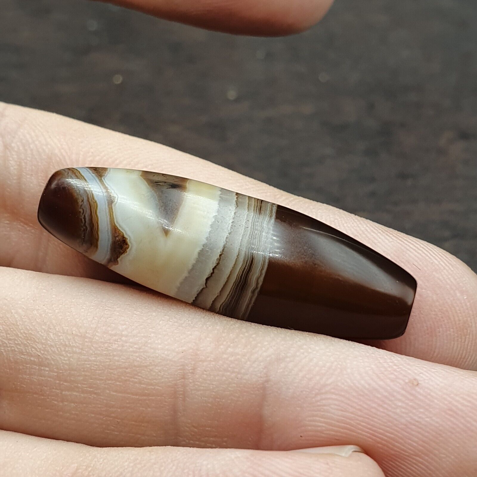Antique Yemeni Collectible Agate Bead With Nature's Signature Banded Agate -43