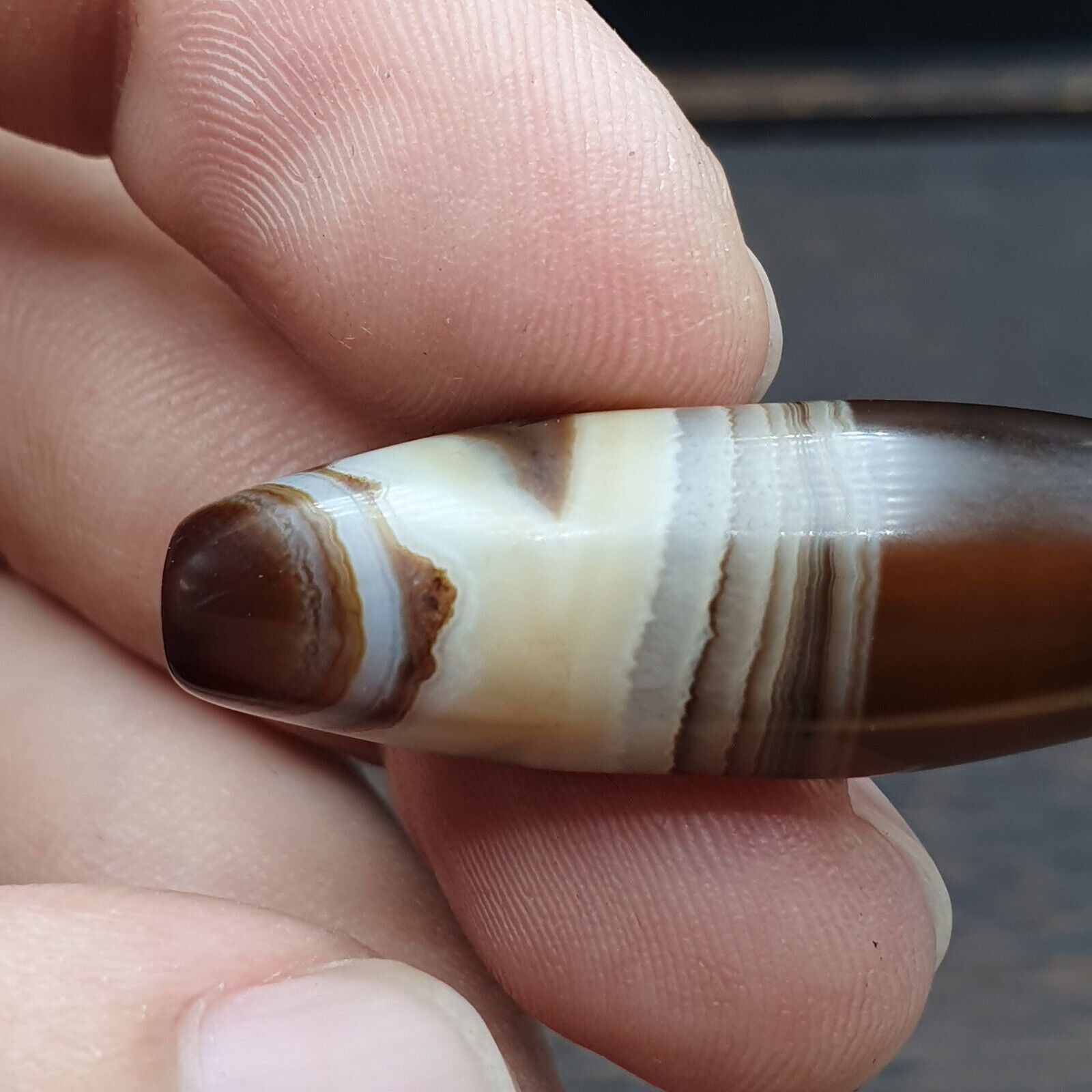 Antique Yemeni Collectible Agate Bead With Nature's Signature Banded Agate -43