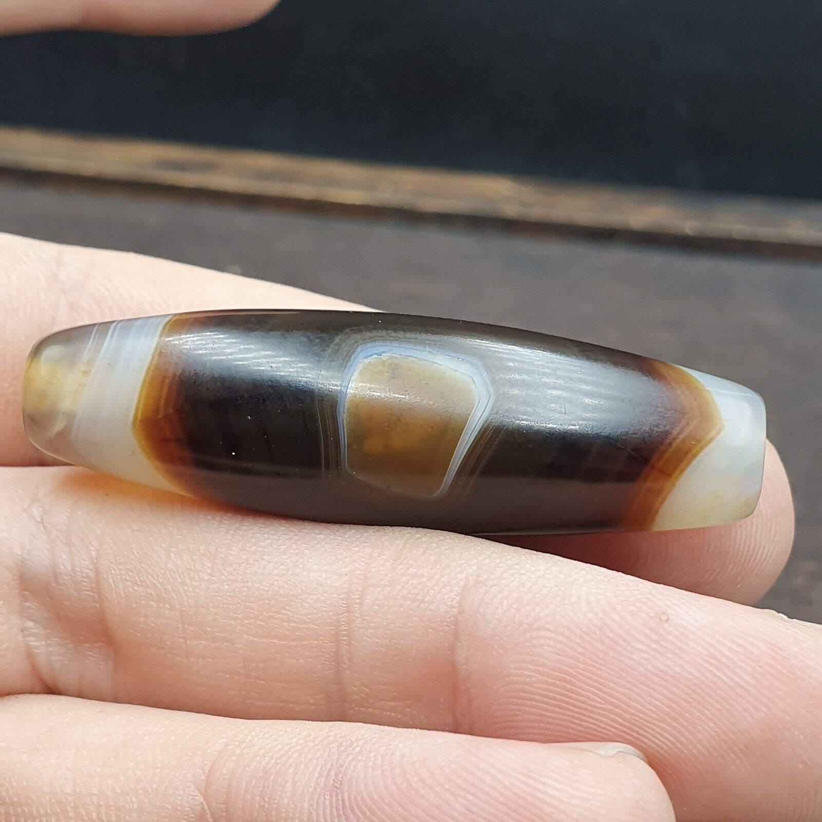 Antique Yemeni Collectible Agate Bead Natural eyes Pattern Banded Agate -47