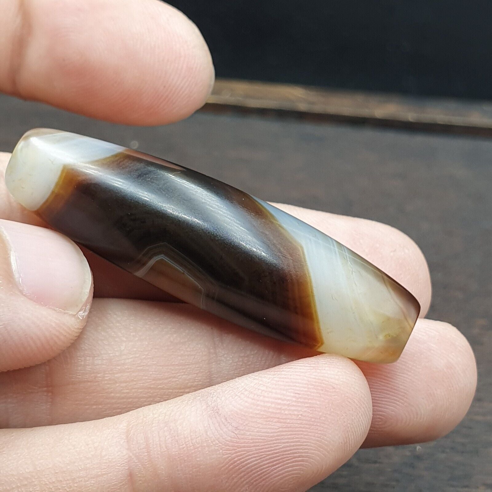 Antique Yemeni Collectible Agate Bead Natural eyes Pattern Banded Agate -47