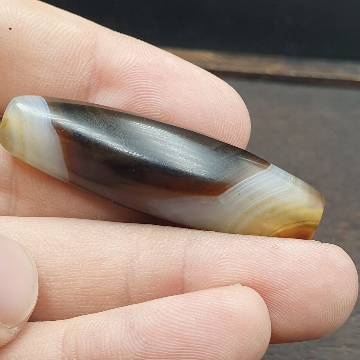 Antique Yemeni Collectible Agate Bead Natural eyes Pattern Banded Agate -47