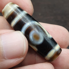 2 Eyes Tibetan dzi bead old amulet Antique Agate Tibet gzi pendant #TB42