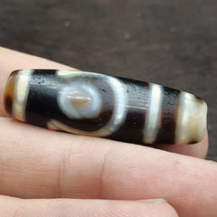 2 Eyes Tibetan dzi bead old amulet Antique Agate Tibet gzi pendant #TB42