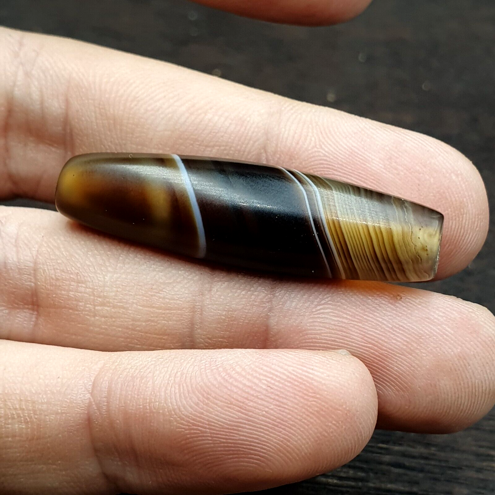 Antique Yemeni Collectible Agate Bead With Nature's Signature Banded Agate -42