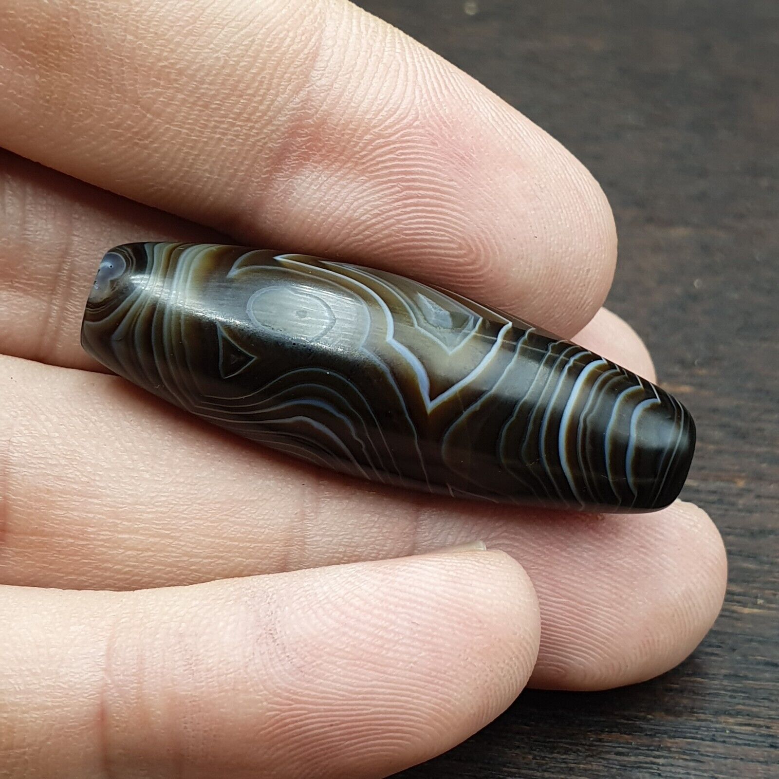 Antique Yemeni Collectible Agate Bead Natural eyes Pattern Banded Agate -45