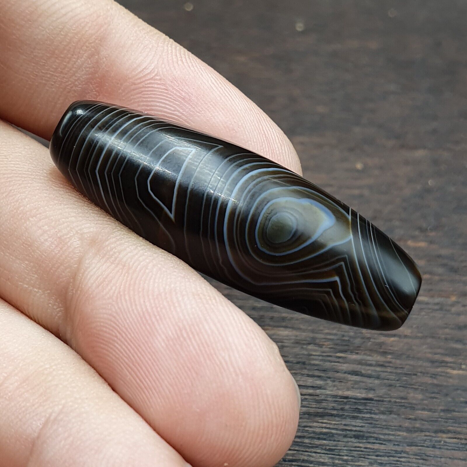 Antique Yemeni Collectible Agate Bead Natural eyes Pattern Banded Agate -45