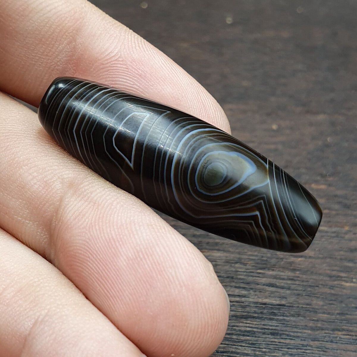 Antique Yemeni Collectible Agate Bead Natural eyes Pattern Banded Agate -45