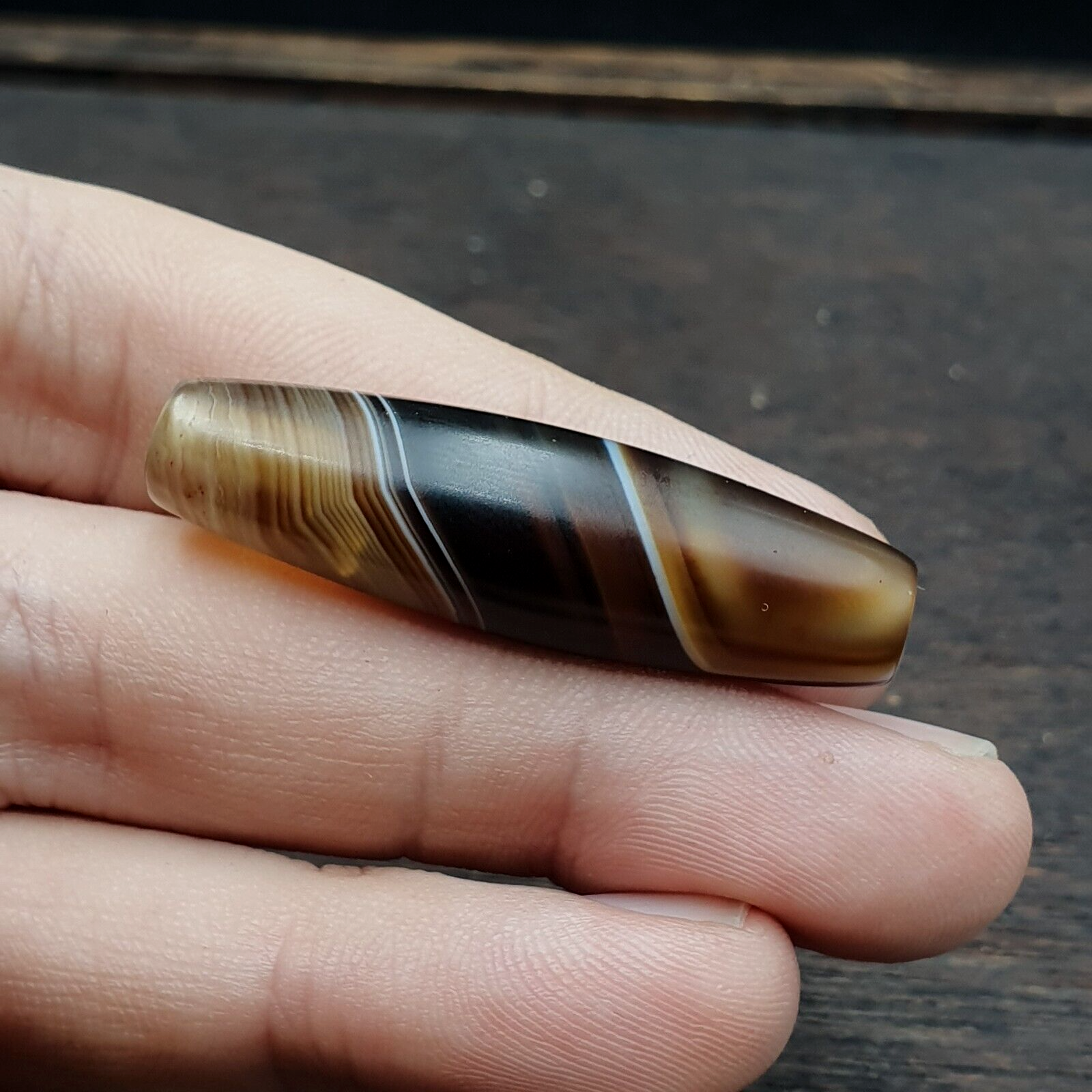 Antique Yemeni Collectible Agate Bead With Nature's Signature Banded Agate -42