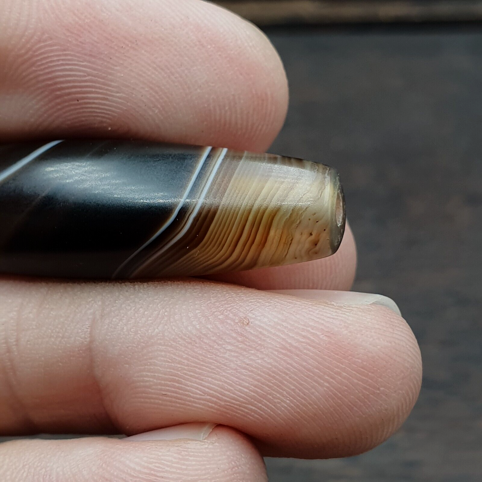 Antique Yemeni Collectible Agate Bead With Nature's Signature Banded Agate -42