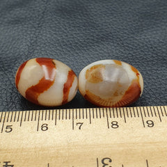 Himalayan Indo Tibetan rare Patterns Dzi Amulet Bead lot 2 beads
