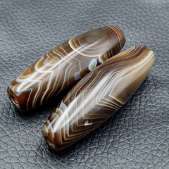 2 Old Yemeni Agate Natural Rare pattern African Banded Agate Bead  YM-52