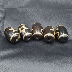 Himalayan Indo Tibetan rare Patterns Dzi Amulet Bead lot 5 beads