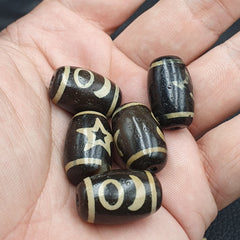 Himalayan Indo Tibetan rare Patterns Dzi Amulet Bead lot 5 beads