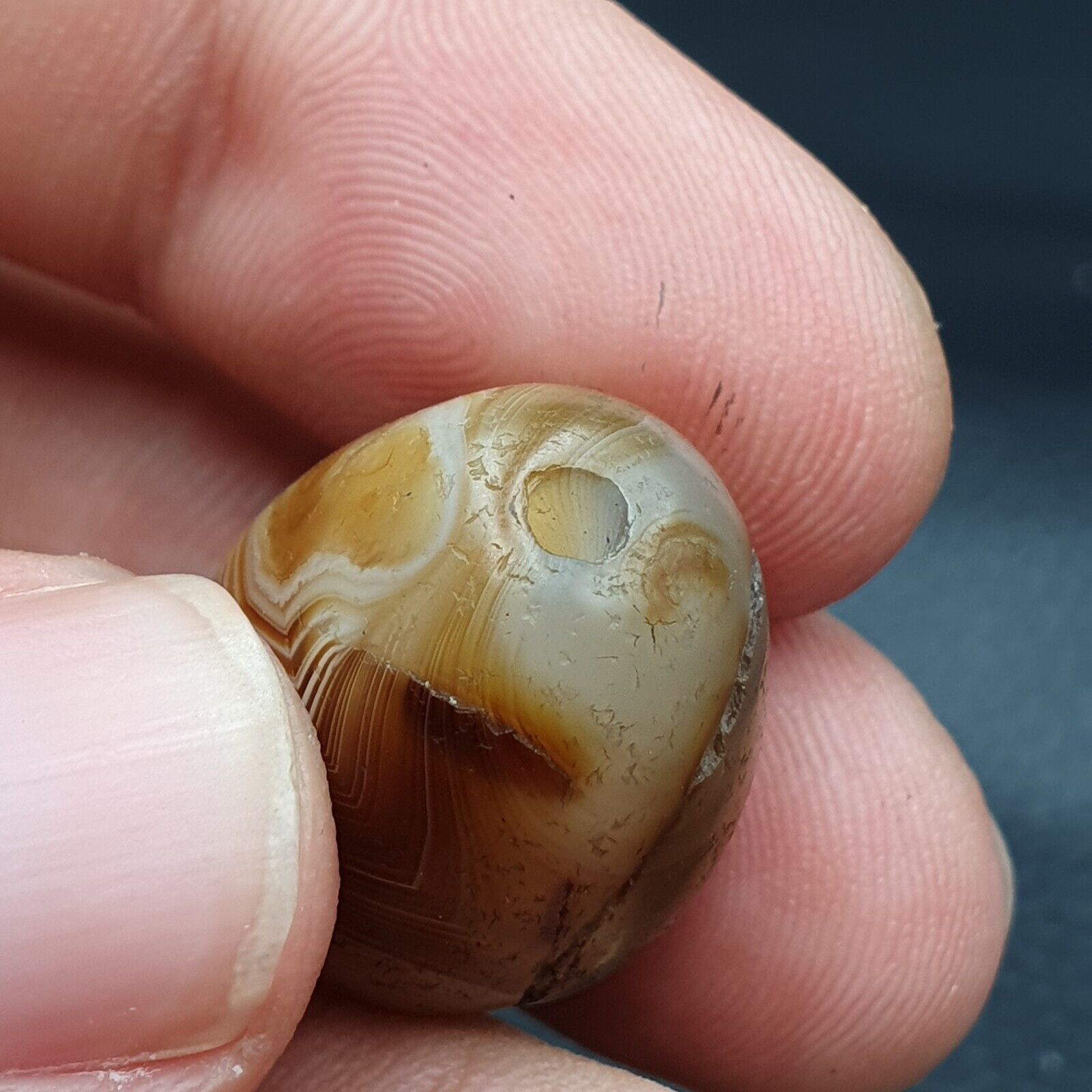 Ancient Suleimani Yellow Agate Agate Bead , Rare Himalayan agate bead