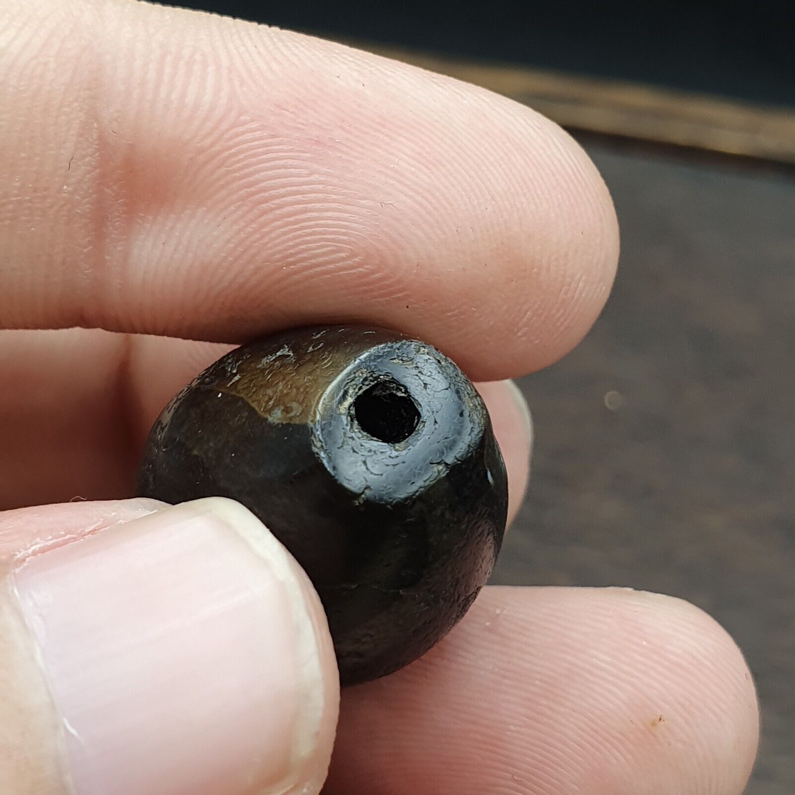 Ancient Suleimani black Agate Agate Bead ,Antique Rare Himalayan agate bead