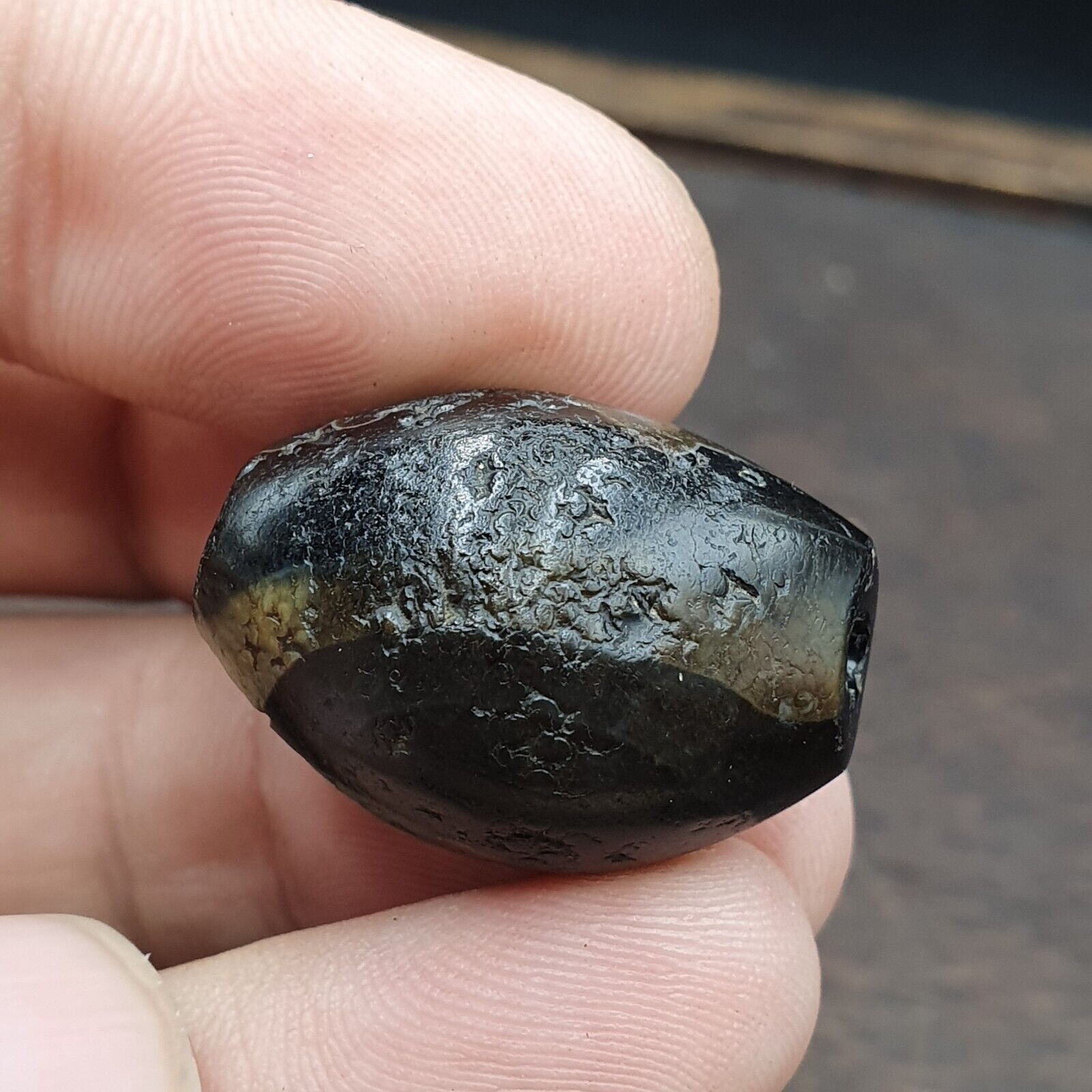 Ancient Suleimani black Agate Agate Bead ,Antique Rare Himalayan agate bead