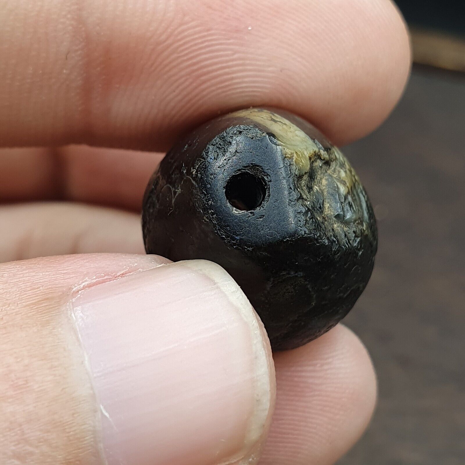 Ancient Suleimani black Agate Agate Bead ,Antique Rare Himalayan agate bead