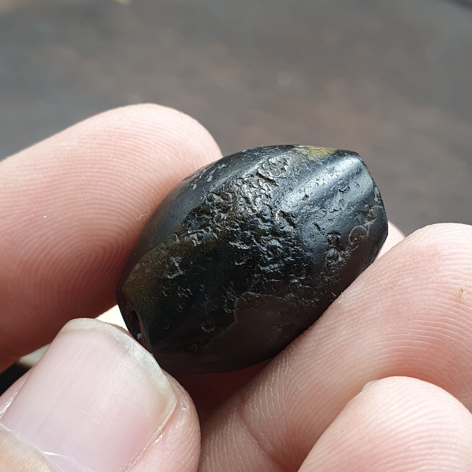Ancient Suleimani black Agate Agate Bead ,Antique Rare Himalayan agate bead