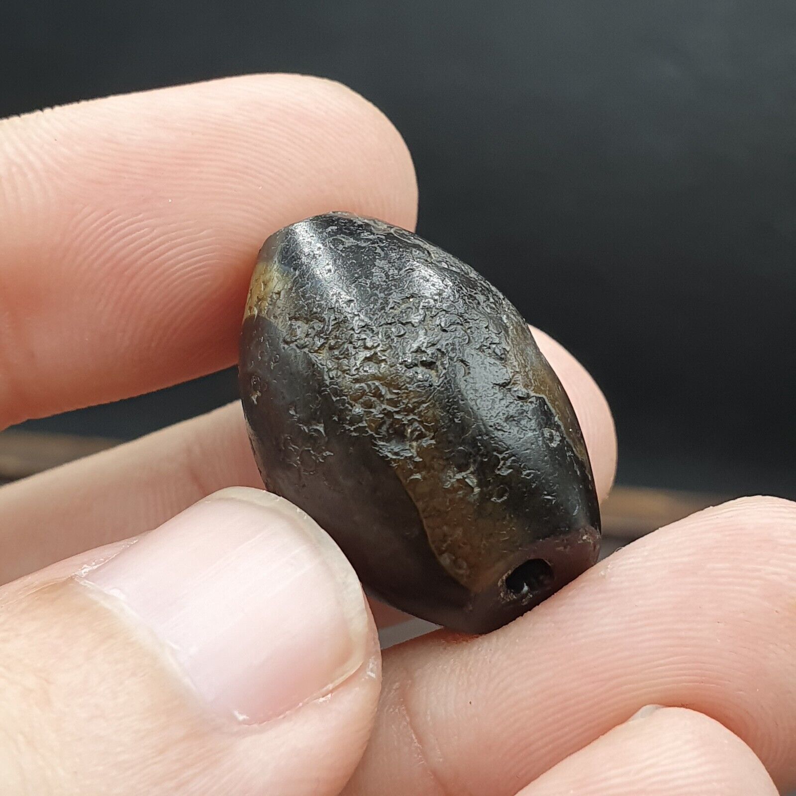 Ancient Suleimani black Agate Agate Bead ,Antique Rare Himalayan agate bead