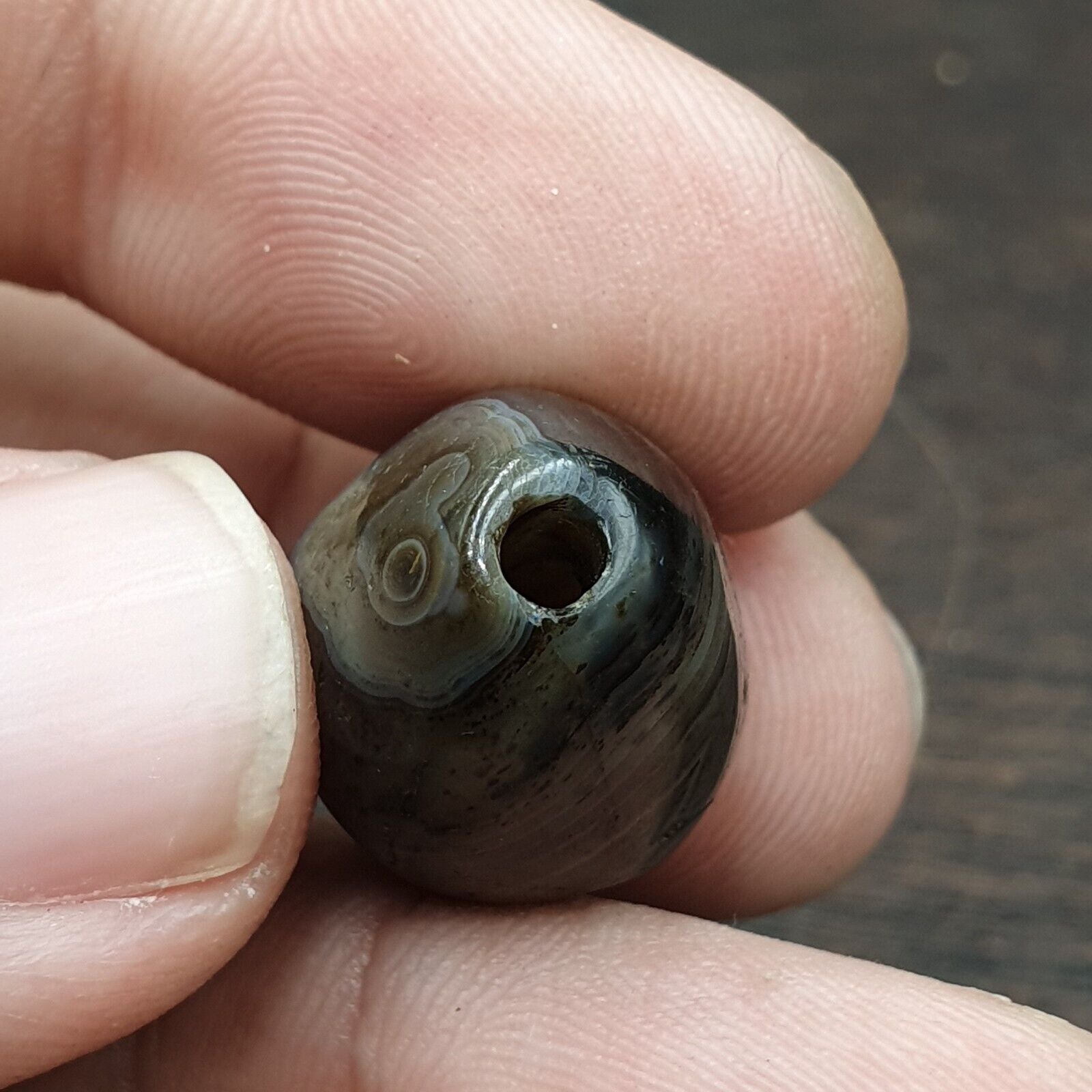Ancient Suleimani gray Agate Agate Bead ,Antique Rare Himalayan agate bead