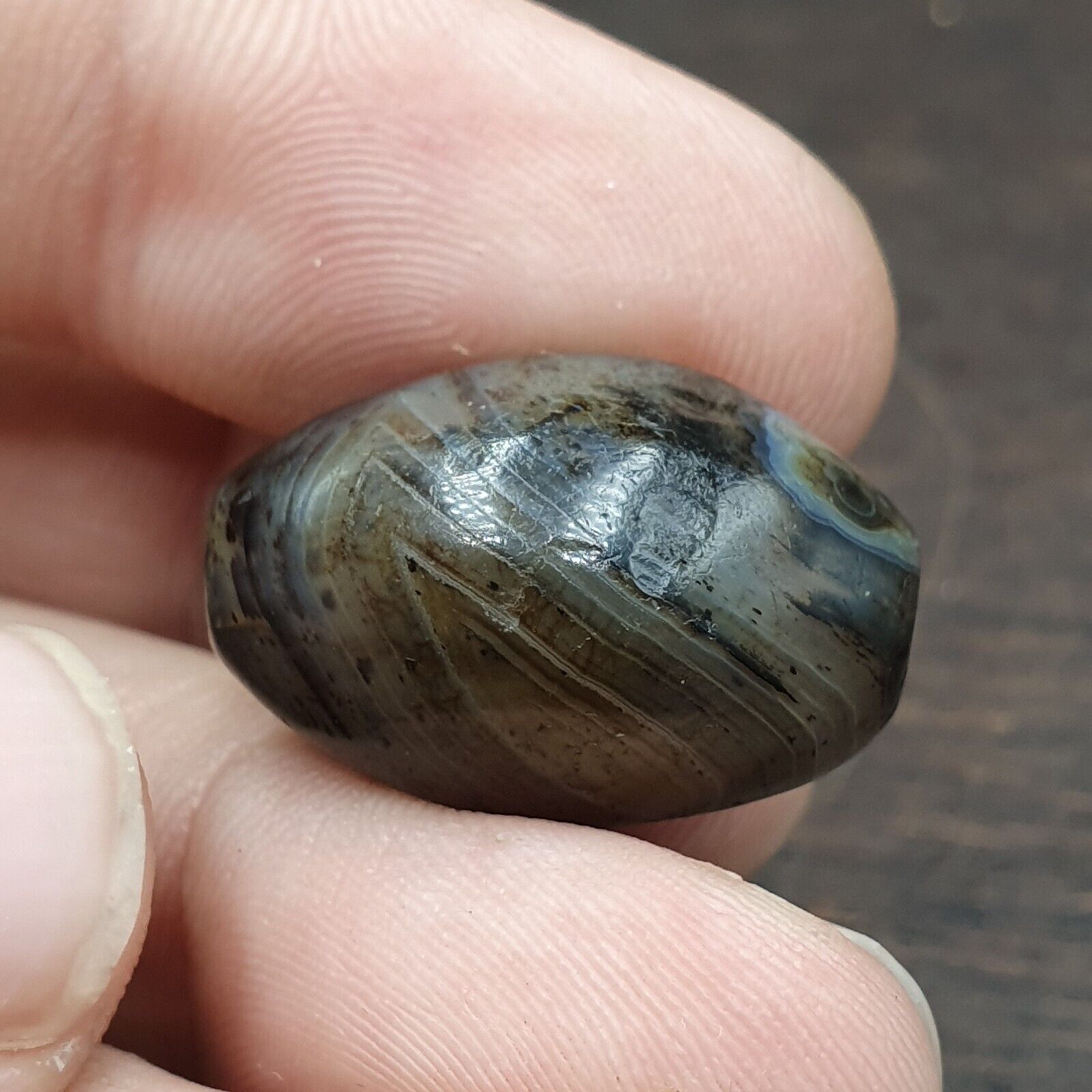 Ancient Suleimani gray Agate Agate Bead ,Antique Rare Himalayan agate bead