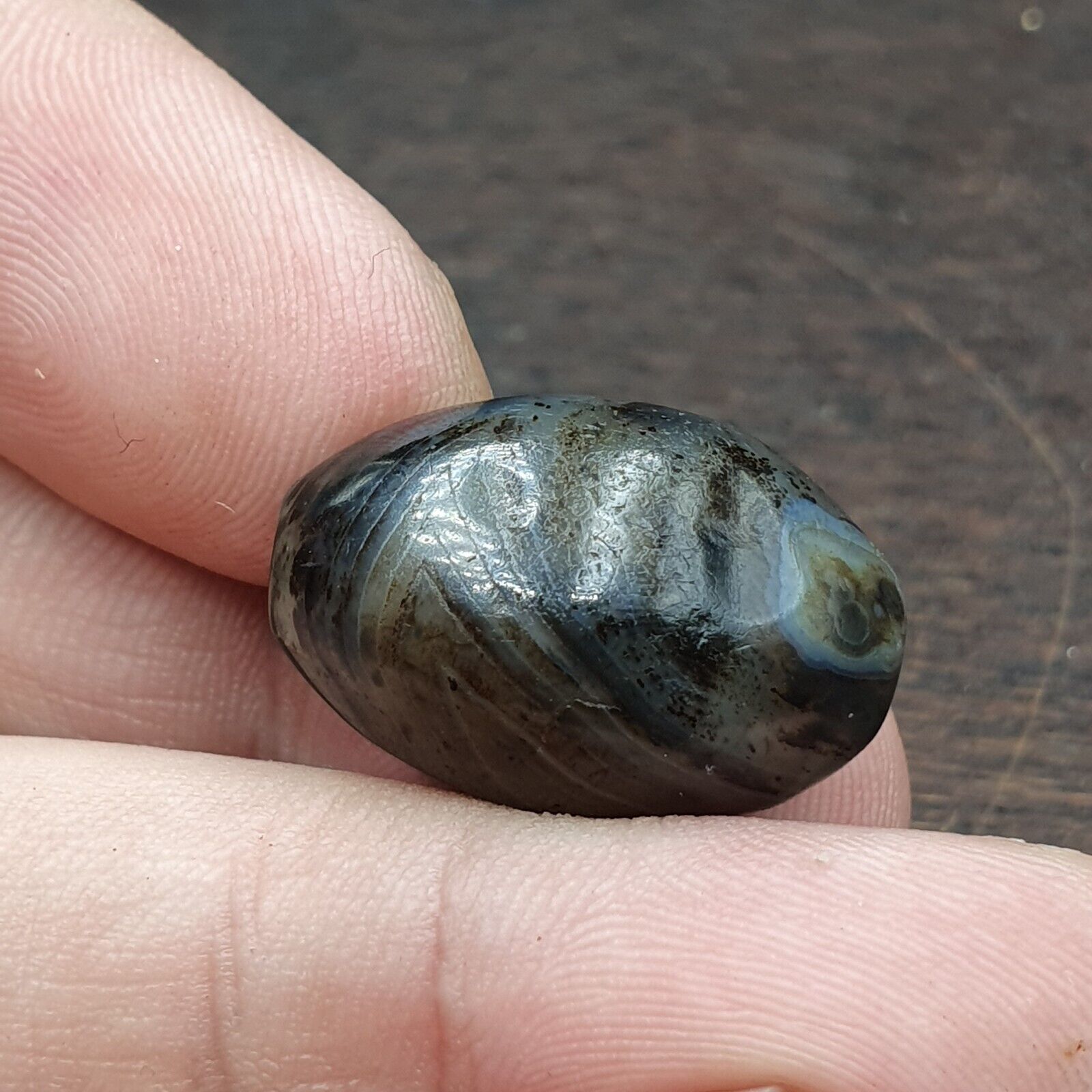 Ancient Suleimani gray Agate Agate Bead ,Antique Rare Himalayan agate bead