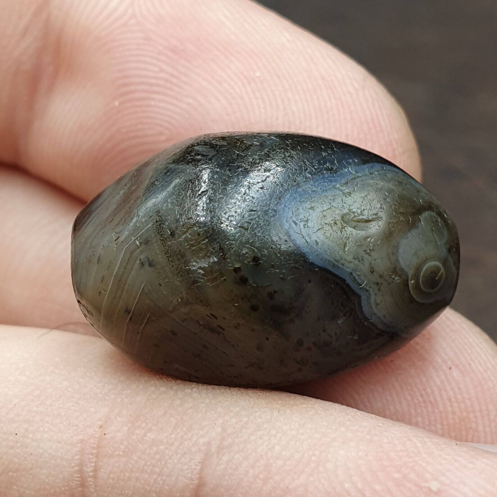 Ancient Suleimani gray Agate Agate Bead ,Antique Rare Himalayan agate bead