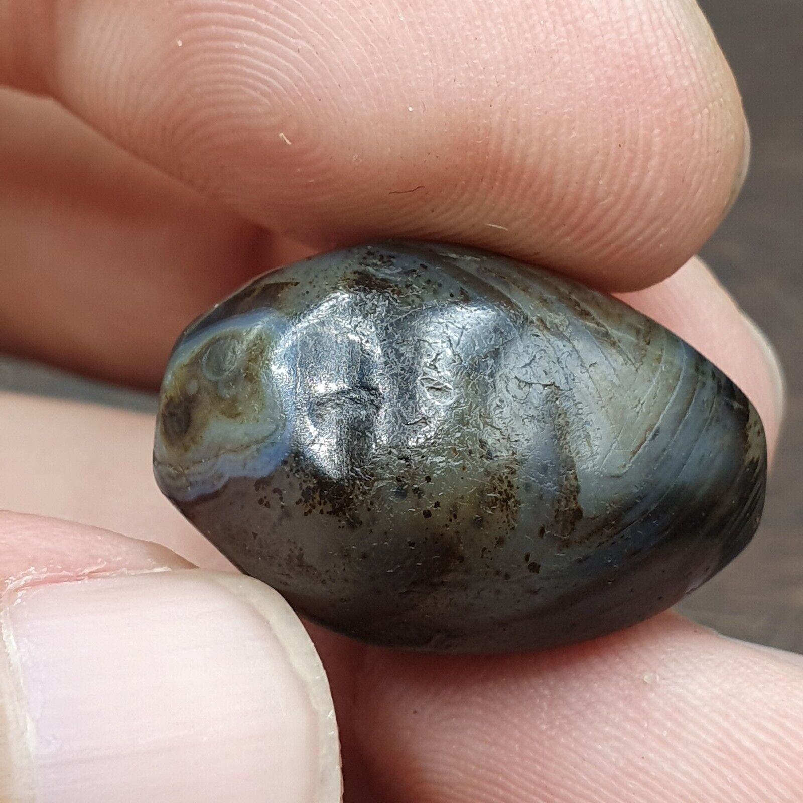 Ancient Suleimani gray Agate Agate Bead ,Antique Rare Himalayan agate bead