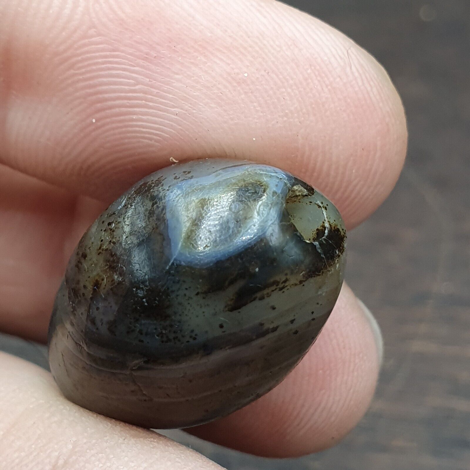 Ancient Suleimani gray Agate Agate Bead ,Antique Rare Himalayan agate bead