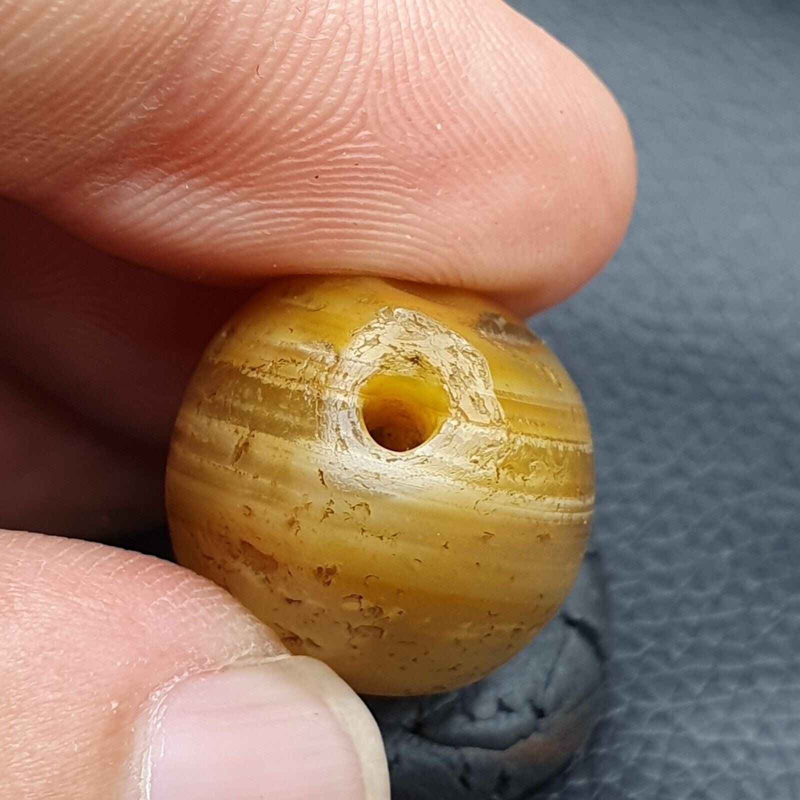 Ancient Suleimani Yellow Agate Agate Bead , Rare Himalayan agate bead SUL-5