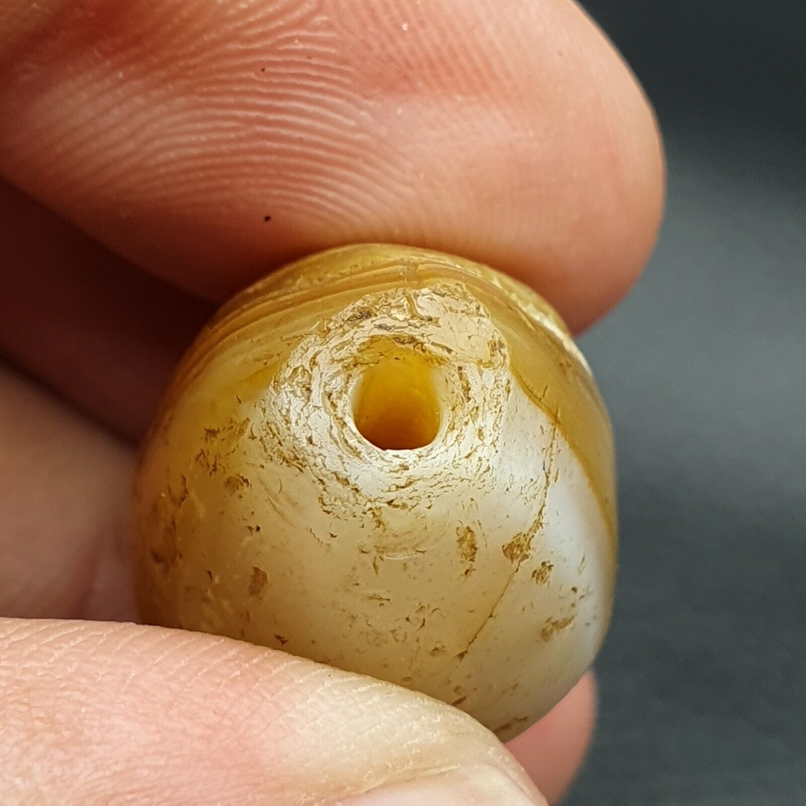 Ancient Suleimani Yellow Agate Agate Bead , Rare Himalayan agate bead SUL-5
