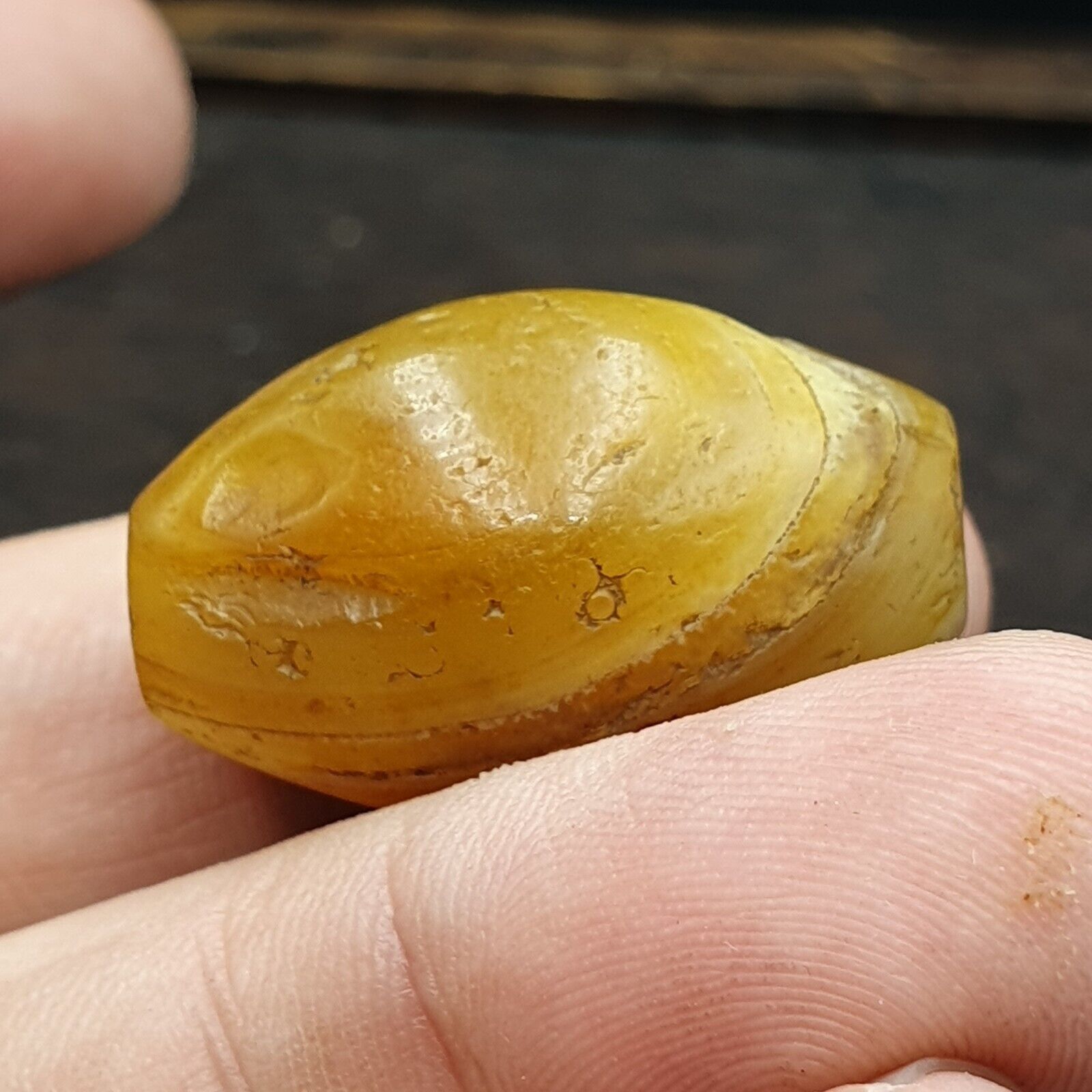 Ancient Suleimani Yellow Agate Agate Bead , Rare Himalayan agate bead SUL-5