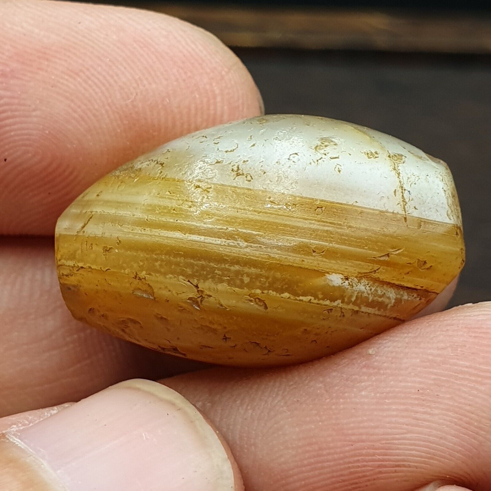 Ancient Suleimani Yellow Agate Agate Bead , Rare Himalayan agate bead SUL-5