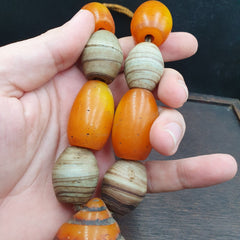Moroccan Berber Handcrafted Resin Amber Vintage Jewelry African Necklace